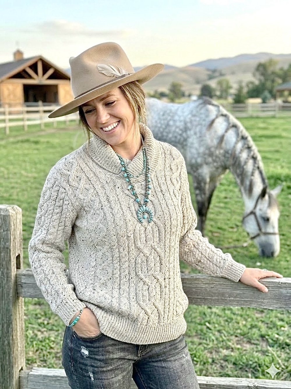 IRISH fishermen wool boho cable knit sweater w cottagecore cabin country vibe